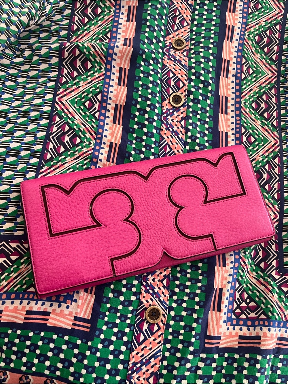Tory Burch Hot Pink Women's Leather Clutch - Statement Evening Bag